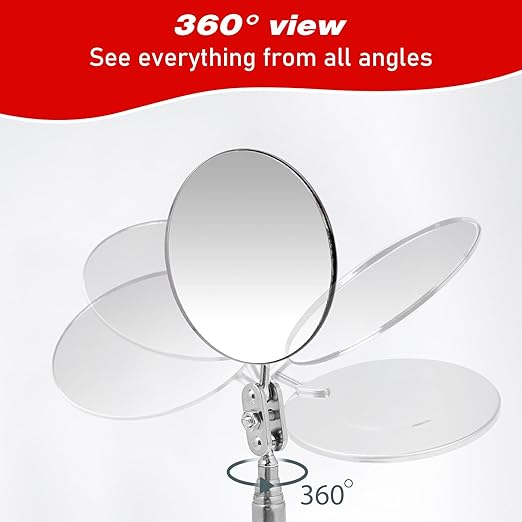 3 Pack Stainless Steel Mechanic Mirror Telescoping Inspection Mirror Extendable Mirror Round Mirror Inspection Tool for Check Observe Vehicle Small Part Eyelashes Mouth