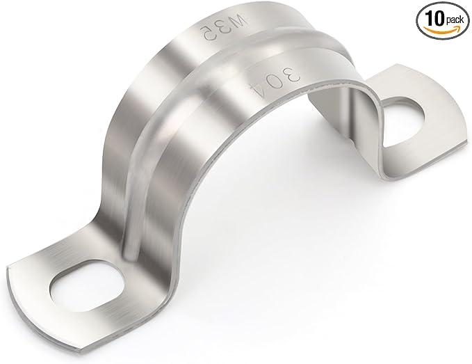 10 pcs 1-1/4" Conduit Clamp 304 SS Pipe Support U Bracket, Tube Clamps for Cable/Water Pipe/Pipe, Heavy Duty Pipe Clamp | OD 1-1/4" | 10 pcs