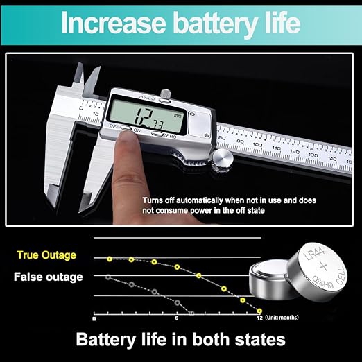 Kynup Digital Caliper 8 inch, Measuring Tool, Caliper Sets, Stainless Steel, Full Turn Off,Switch from Inch Metric Fraction, Micrometer Digital for Household, DIY(200MM)