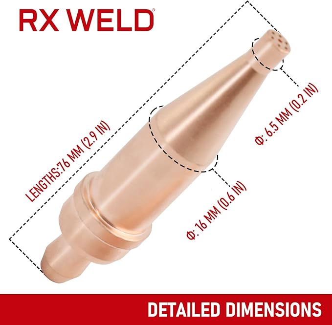 RX WELD 0-1-101 Acetylene Cutting Torch Tips, Fit V-Style Heavy Duty Torch - Pack of 2