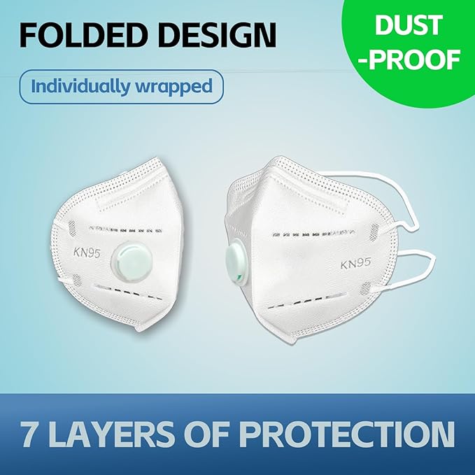 Head Mounted Face Dust Mask 20PCS,7 Layer Breathable Valve Disposable for Protection Construction Sanding Adult