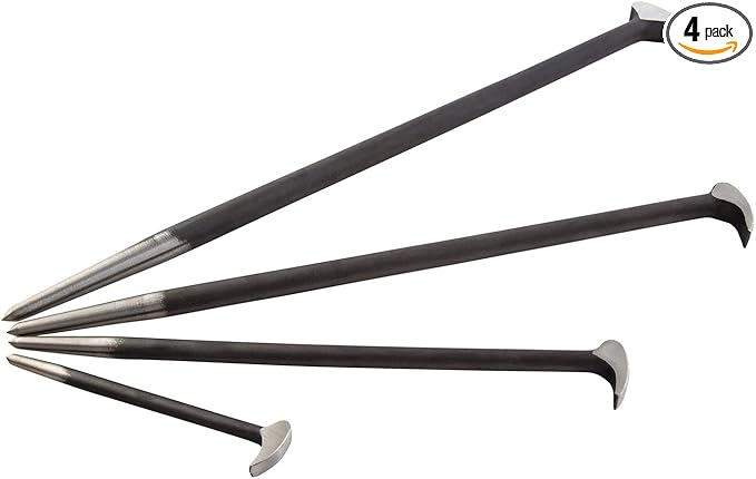 SUNEX TOOLS 9804 Rolling Head Pry Bar Set, 6-Inch - 20-Inch, 4-Piece