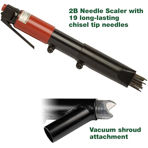 CS Unitec | 2B Needle and Chisel Scaler Pro Kit | 19 Needle Air Chisel | Professional Grade 3000 BPM Inline Grip | Air Power 5.5 CFM - 199.3120 Pro Kit
