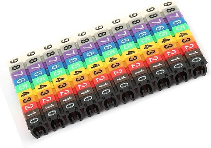 Clip-on String Wire Marking Boxed Plastic Digital Number Wire Label Tube Set Colorful Cable Marker (100PCS KCM-2.5MM)