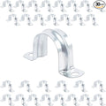 30 PCS 1-1/4 Inch Reinforced Rigid Pipe Strap , 2 Holes U Bracket Cable Clamp Hanger, Zinc Coated Tension Tube Clip, Conduits Strap Clamps for Pipe Fixing on Various Surfaces, 32 mm