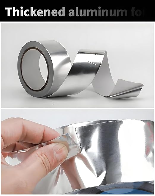 Thicker Aluminum Foil Tape 2-inch x 50Ft Heavy Duty High Temp Silver Tape for HVAC Duct work, Dryer Vent Seal, Car Exhaust Repair, Stove Pipe Wrap, Metal Patch, Heat Insulation, EMI Shield, DIY Crafts