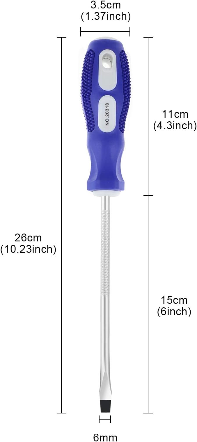 Slotted and Phillips Screwdriver PH2 6" long Cross-head & Flat Blade, 2 Packs Magnetic Screwdriver with Rubber Handle, With Magnetizer/Demagnetizer Tool