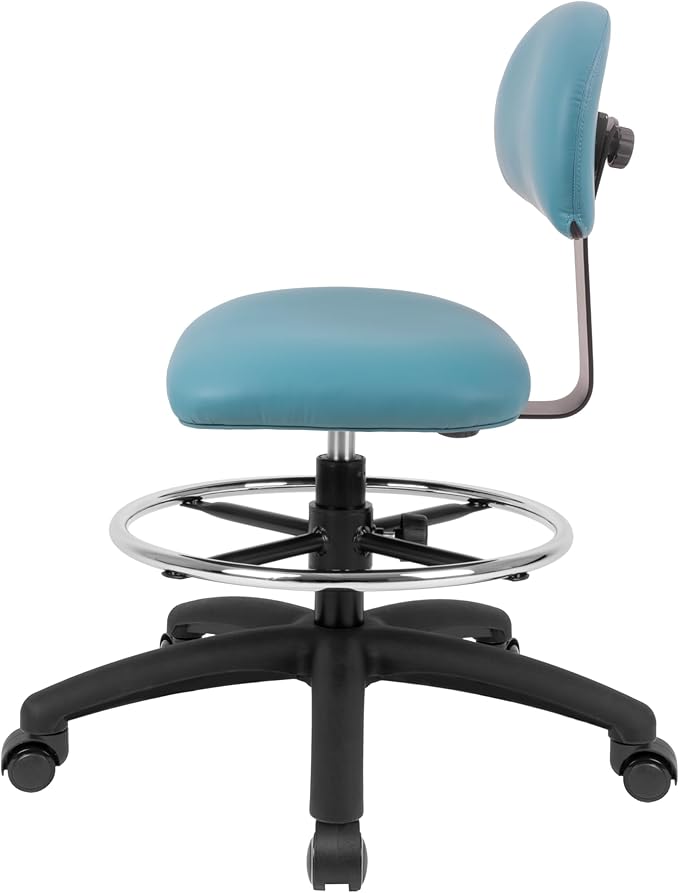 Chair Master FSS Series Square seat (19"-27") seat Height Chair. Vinyl-for Office, Garage, Desk, Shop, Computer, Doctor, Medical, Easy to Clean! 18" Footring (Aqua, Mid Stool, Self Braking Casters)