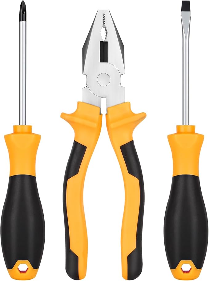 3pcs General Household Tool Set, Includes a Pliers, a Crosshead Screwdriver and a Flat-head Screwdriver, Suitable for Daily Use