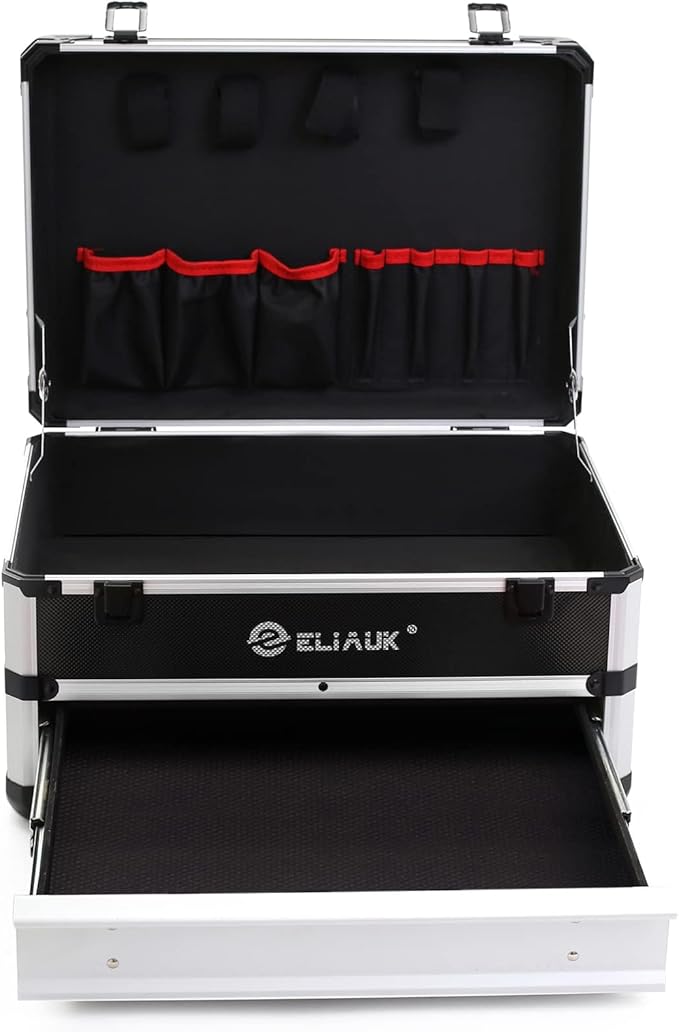 ELIAUK Tool Box Hard Case Tool Organizer Storage Cabinet Carry Case Tool box with Drawers(Silver)