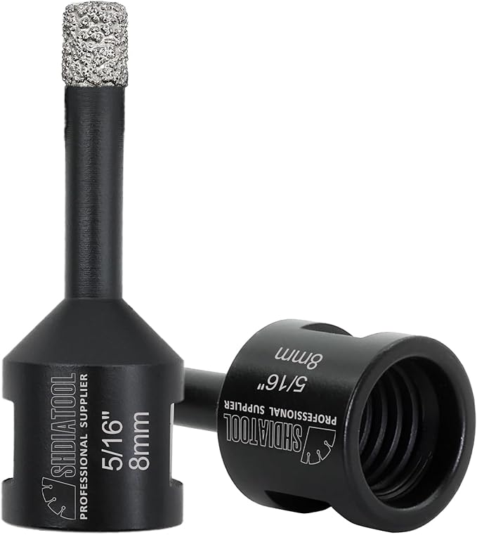 SHDIATOOL Diamond Core Drill Bits 2PCS 5/16 Inch for Porcelain Ceramic Tile Marble Brick Vacuum Brazed Hole Saw 8mm