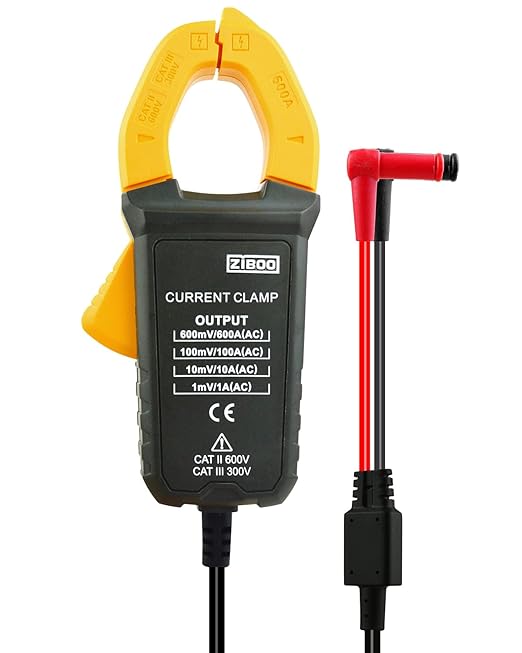 ZIBOO i600E 600Amp AC Current Clamp,4mm Banana Plug for Multimeters/mV AC Measurement Tools Perfect Replacement for Fluke i400 Compatible with FLUKE 106 107 15B PRO 18B+ 115C 116C 117C 175C 177C
