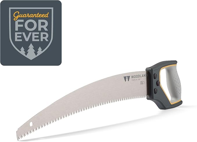 Woodland Tools Super Duty D-Handle Pruning Saw – Curved Tree Saw with Hardened Steel Blade, Aggressive Teeth, Non Slip Grip – Manual Tool for Limb Cutting, Branch Removal, and Yard Work