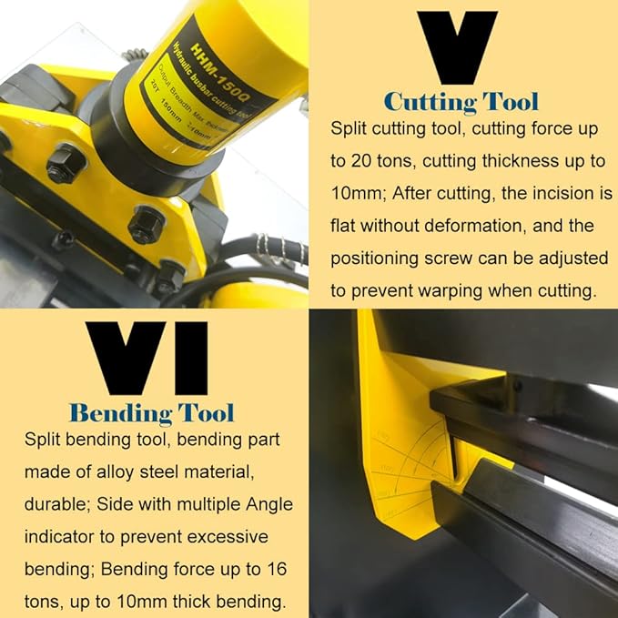 3in1 Electric Hydraulic Busbar Processor Busbar Bender 8" Cutter/Bender/Hole Puncher Cutting Punching Bending Machine for Copper, Aluminum for Iron, Copper, Aluminum 110V