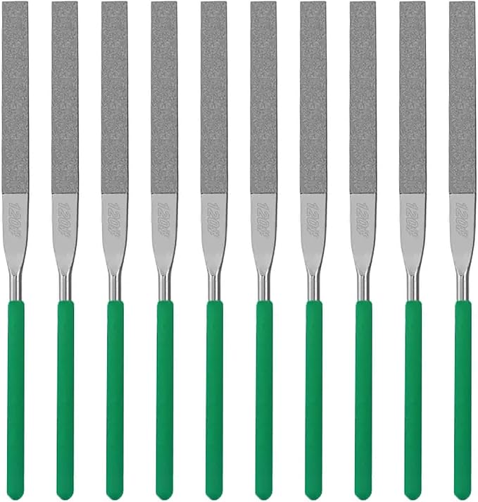 10PCS Diamond Files Flat Set,Precision Needle File Set,Super Hard Black Nickel Coated Alloy File,Diamond Coated Files for Filing Metal,Ceramic,Stone,Jewelry,Glass.120 Grit,5×180mm