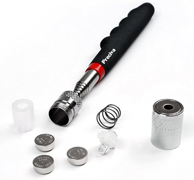 Magnetic Telescoping Pick Up Tool, Preciva Magnetic Picking Tool with LED Flash Light Retriever Wand 19.5to 68 CM Telescopic Magnet Stick(ONE PACK)