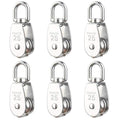 Rocaris 6 Pack M25 Lifting Single Pulley Roller Loading 330Ibs, 304 Stainless Steel Heavy Duty Single Wheel Swivel Lifting Rope Pulley Block