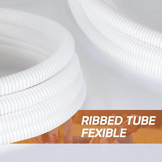 ZhiYo 20FT 1/2” Wire Loom Split Tubing Auto Wire Conduit Flexible Cover | High Temperature Heat Resistant -40F to 257F | Plastic Cover for Electrical Wires & Cables, White