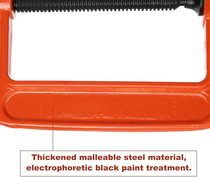 5 Inch C-Clamp Set, 4-Pack Heavy Duty Iron C Clamps, Clamps for Woodworking, Welding and Building, Orange