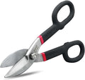 ZKH 10 Inch Tin Snips, Alloy Steel Forged Heavy Duty Metal Shears with Comfortable Two-Color PVC Dipped Plastic Handle, Metal Snips for Cutting Sheet Metal