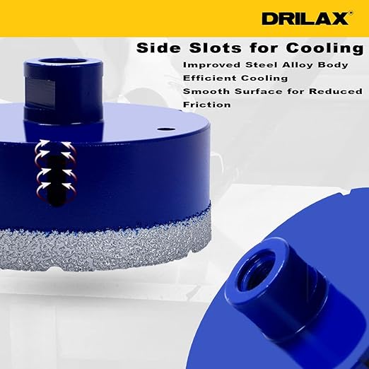 Drilax Pro Series 4 Inch Diamond Hole Saw | Angle Grinder (5/8"-11) & Drill (Adapter Incl.) | 1-3/8" Depth | Dry Drill for Dryer Vents, HVAC, Large Pipes, Core Sampling | Long Life