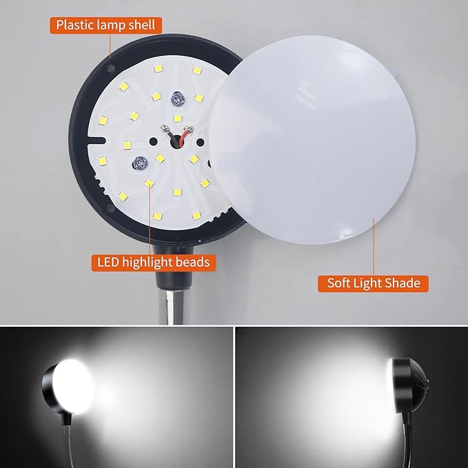 Magnetic Work Light, LED Machine Lights, Lathe Light, Flexible Gooseneck Lights with Magnetic Base, for Sewing Machine, Lathe, Grill, Work Bench, Industrial Lighting, 1200Lumens, Silver
