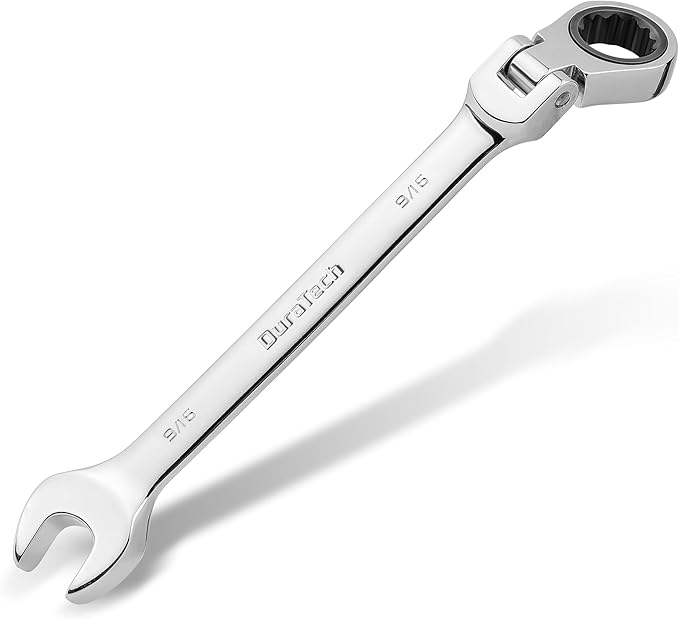 DURATECH 9/16" Flex-Head Ratcheting Combination Wrench, SAE, 72-Tooth, CR-V Steel