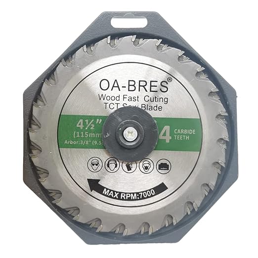 3 Pack 4-1/2-Inch 24T TCT Carbide Tipped Teeth Compact Circular Saw Blade with 3/8-Inch Arbor, General Purpose for Long-Lasting Cuts in Wood, Plastic and Composite Materials