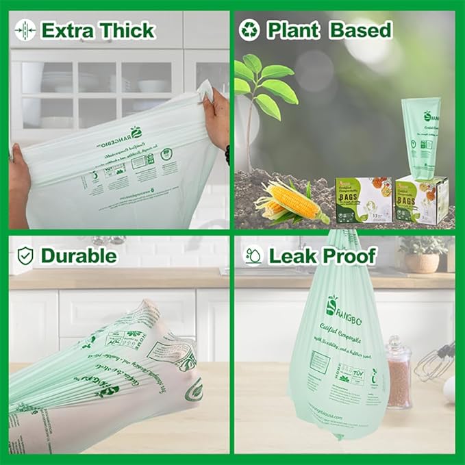 (Large) OrangeBio Certified Home Compostable Shopping Bags, 500ct, 12"x 6" x 20" (Extra Thick), Hold 20 lbs, Thank You/Grocery/Take Out/T Shirt/To-Go Bags for Retail, Grocery Store