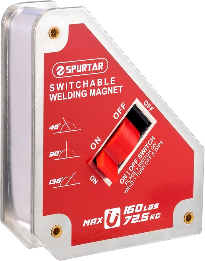 Spurtar Switchable Welding Magnets 160 Lbs On/Off Magnet and Clamps, Strong Welding Holder Tools and Accessories, Holder 45°, 90°, 135° Angle