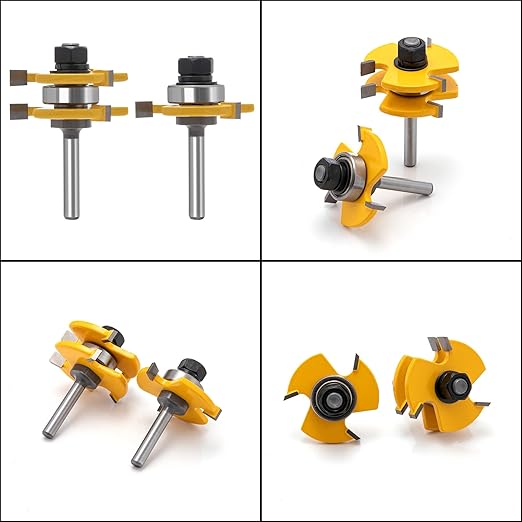 3 Edge T Joint Router Bit 1/4" Shank-Lock Miter Woodworking Bit for Cabinet, Rabbeting & Tongue & Groove (Router Bit-1/4 Shank-3 Edged T-Shaped)