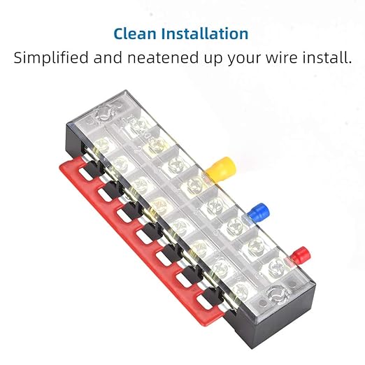 73Pcs(6Sets) Terminal Block Set, 6Pcs 8 Positions 600V 25A Dual Row Screw Terminal Strip Block + 6Pcs Pre-Insulated Terminals Barrier Strip + 60Pcs Insulated Fork Wire Connector by CGele…