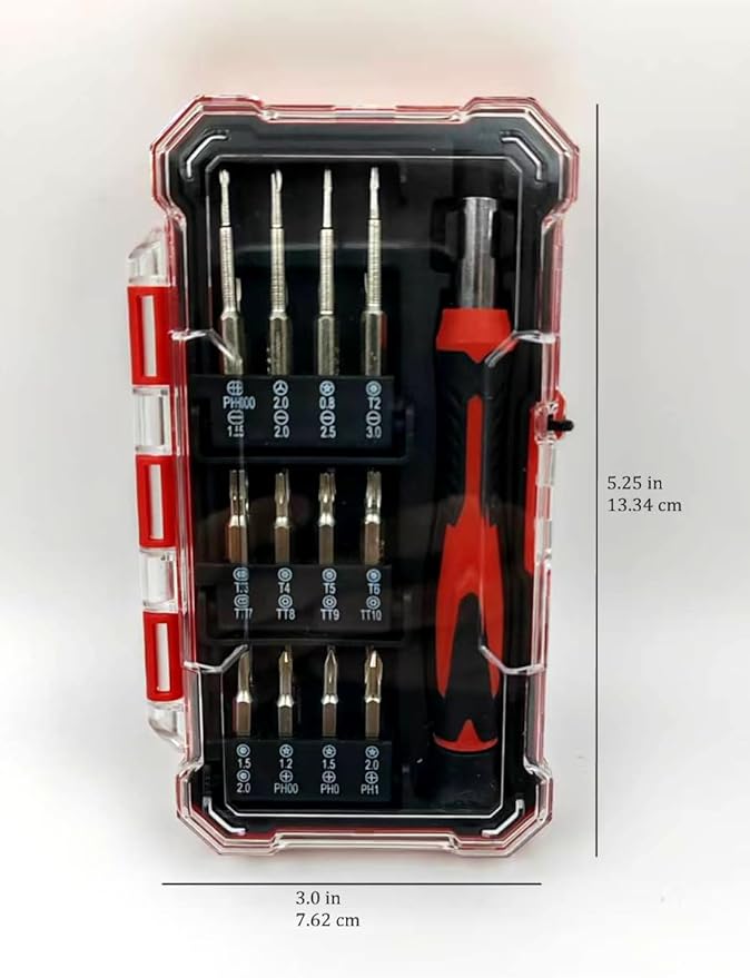 24 in 1 Precision Screwdriver Set, Small pocket tool set with Phillips,Slotted, Tox,Tri-wing,Star,Hex precision bits,Great for Electronics, PC,Watch, Eyeglass Repairing.