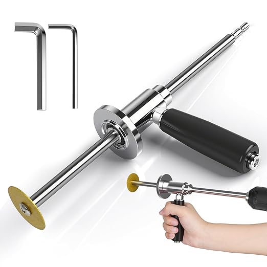 Pipe Inside Cutter for PVC Pipe with Diamond Grit Cutting Wheel and Handle, 7 Inch Adjustable Cutting Depth Stainless Steel Plumbing Cutter Tool Fit with 1/4" Hex Shank,for 1-1/2 Inch to 8 Inch Cut