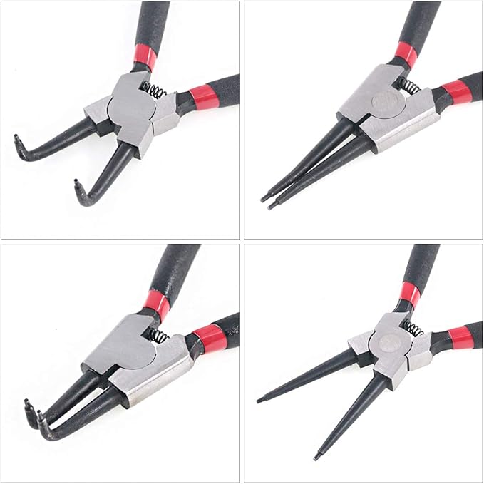 Glarks 4 Piece 7-Inch Internal/External Snap Ring Pliers Set