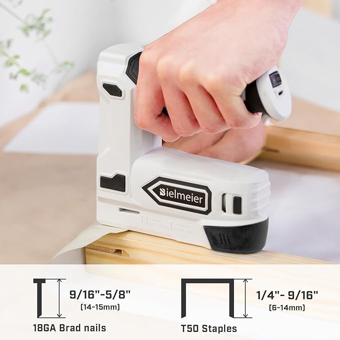 Electric Staple Gun, 2 in 1 Electric Stapler Tacker 4V Cordless Brad Nailer Kit, Battery Powered Nail Gun for Upholstery, Carpentry, DIY with Staple Remover, 1600 Pcs Staples and Nails