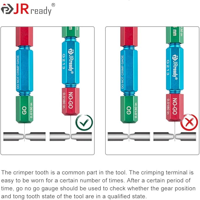 JRready ST2168 M22520 series Hand Crimp Tool Kit, NEW-AS2G(20-32AWG) NEW-ASF1G(12-26AWG) 4-indent Crimper and Go-Nogo Gauge Support Wire Size 12-32AWG
