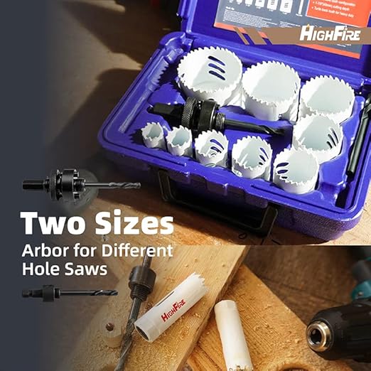HIGHFIRE 13pcs Hole Saw Set,Bi-Metal Hole Saw Kit, M42 Bi-Metal Hole Cutter Set with General Purpose 3/4" to 2-1/2"
