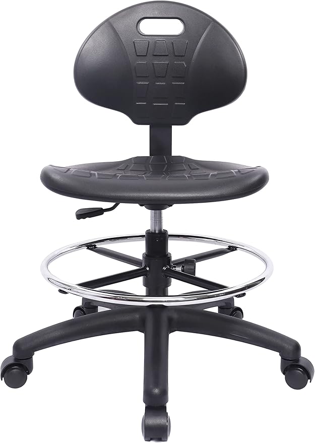 Chair Master (Medium Bench Stool, Self Braking Casters Easy to Clean! Ergonomic Polyurethane Stool. Seat Height Range 18"-26". Home Office Lab Workstation.