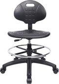 Chair Master (Medium Bench Stool, Self Braking Casters Easy to Clean! Ergonomic Polyurethane Stool. Seat Height Range 18"-26". Home Office Lab Workstation.