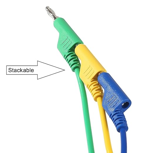 5pcs Banana to Banana Plug Test Lead Set, 4mm Stackable Banana Plug Test Lead for Multimeter, Flexible Electrical Test Wire 3.3ft/1m 1000V 15A