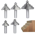 5Pcs Triple Bead Ovolo Bit Set,1/2" Shank,Radius 3.5mm, 4.5mm, 5.5mm, 6mm and 7.8mm,Decorative Edge Bits with 3 Quarter-round Rounding Over,Bearing Guided Router Bits for Wood Profiling,Molding