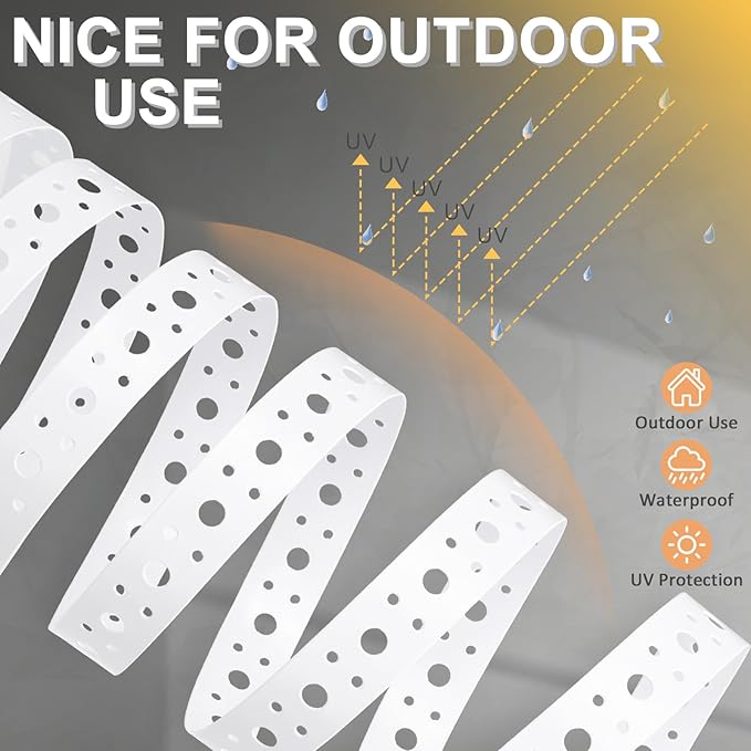 White Metal Strap 1-Inch x 50FT 0.6mm Thickness Galvanized Pipe Hanger Strap Metal Strapping with Holes Plumbers Strap for Pipe Supports Hanging