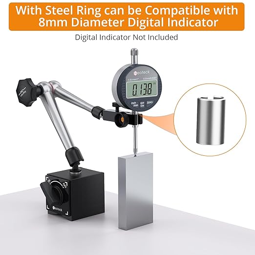 Neoteck Magnetic Base Stand for Digital Dial Indicator Gauge Pro-176lbs/80kg Tensile Force - Silver