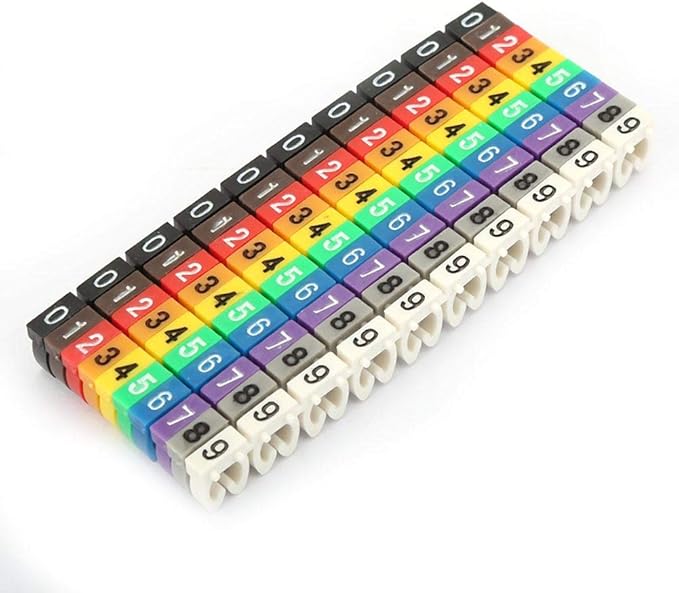 Coded Clip on Wire Markers, Wire Number Labels, Colorful Wire Numbering Marker Tube Cable Marker for Marking(100PCS -4MM 4)