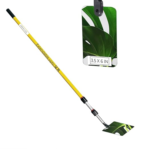 Inspection Mirror - Telescoping Heavy Duty, Lightweight & Durable, 4 ft - 12 ft Pole, 3.5 x 6 inch Acrylic Mirror