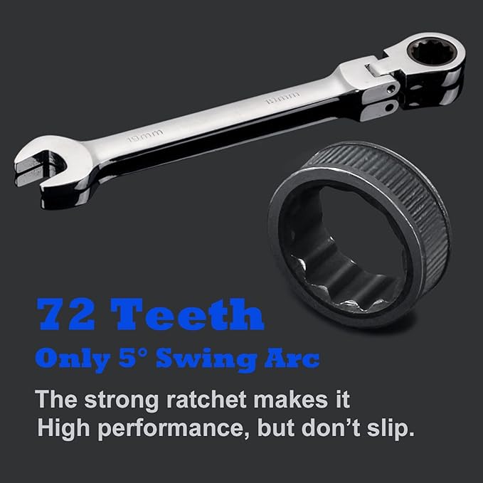 Flexible Ratchet Wrench Set 8pcs 9-17mm Spanner Gear Ring Ratcheting Combination Flexi Wrenches Kit Metric Flex Head