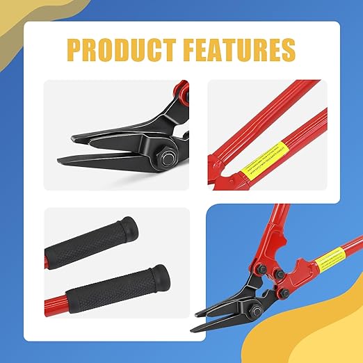 Heavy Duty Strapping Cutter - 18" High Carbon Steel Blade for Steel & Polyester (PET) Strapping up to 2" Width & 0.044" Thickness - Ergonomic Handle for Comfort & Precision Cutting