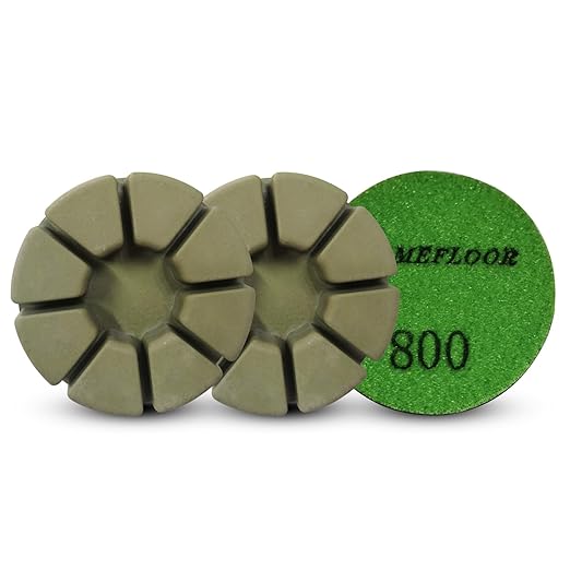 Diamond Floor Polishing Pucks for Terrazzo, Marble, Granite, Concrete Floor, 3 Inch 15mm Resin Bond Hook and Loop Polishing Pad, 800#, 3PCS