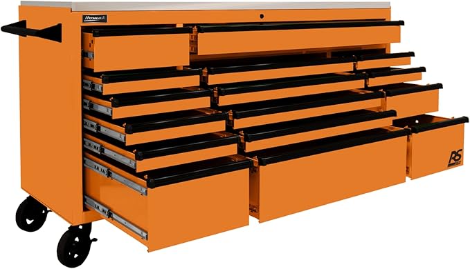 Homak 72” Roller Cabinet w/Stainless Steel Top RS Pro Workstation (Competition Orange)